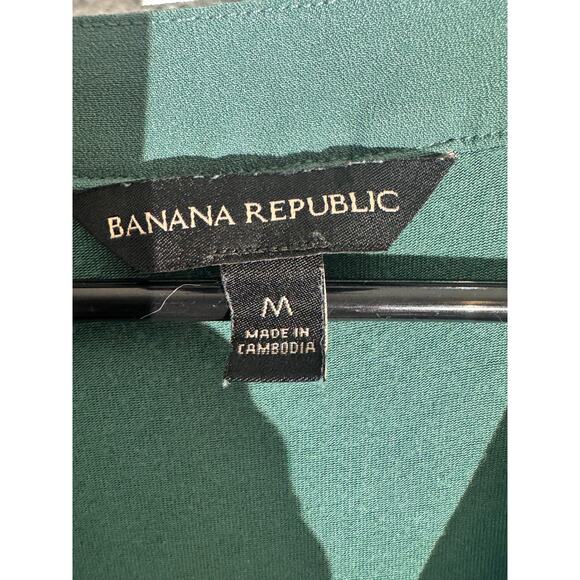 Banana Republic Green V-Neck Cap Sleeve Blouse Size M - Picture 2 of 6